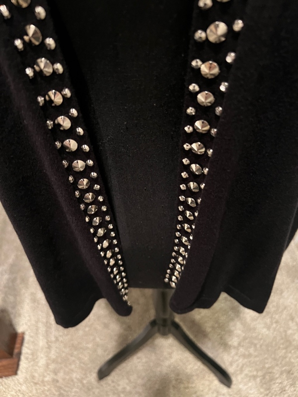 Peter Nygard Black Open-Front Cardigan with Silver Stud Detail - Picture 4 of 8